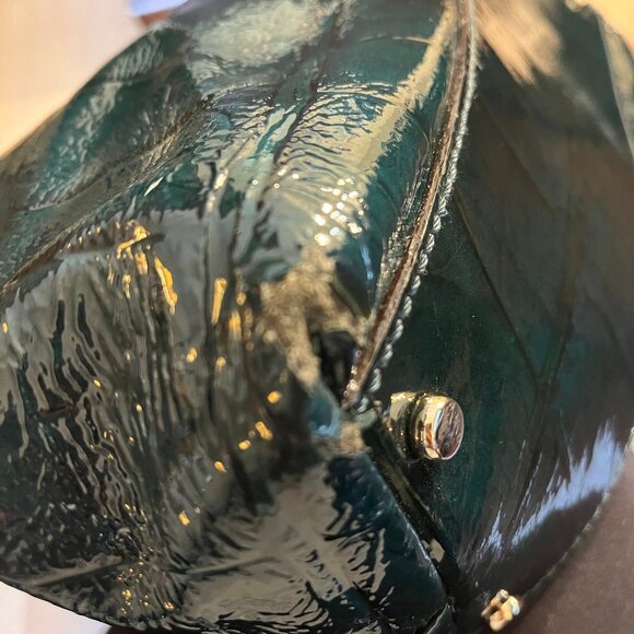 Kate Spade Knightsbridge Helena Croc Green Patent Leather Shoulder Bag - Picture 13 of 15